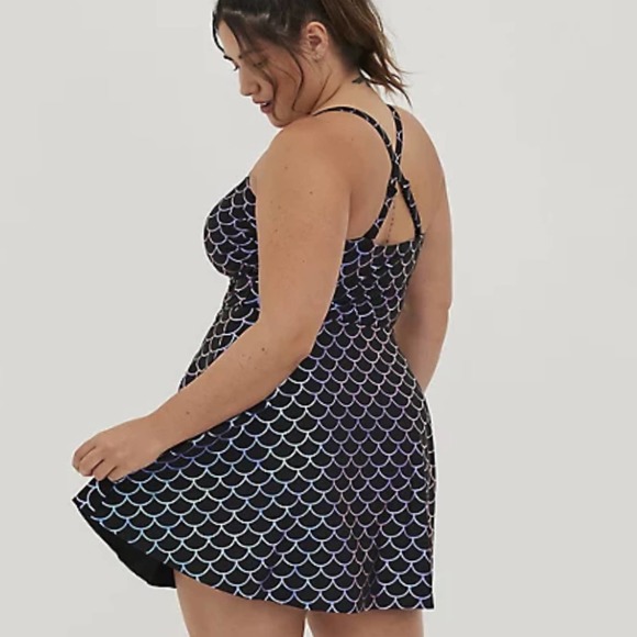 Torrid NWT Scoop Neck Long Length Swim Dress - Mermaid Size 4X Metallic Shimmer - Picture 4 of 9